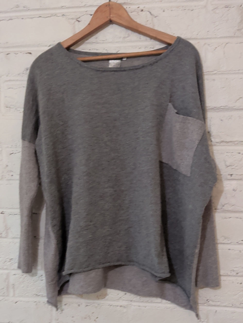 Earthbound Two-Tone Gray Knit Pullover Sweatshirt